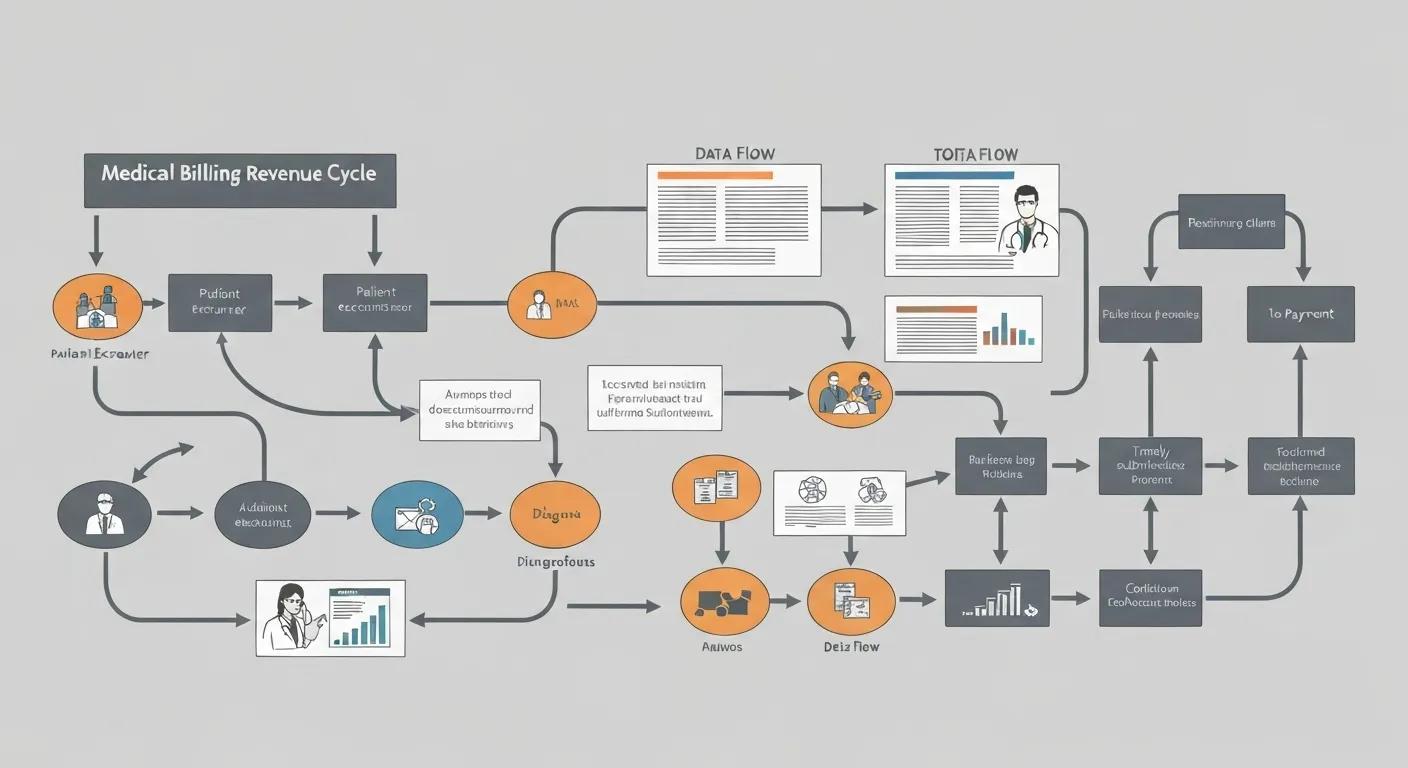 An illustration of the medical billing revenue cycle