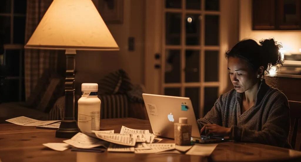 Patient reviewing medical bills at home, emphasizing financial management in healthcare