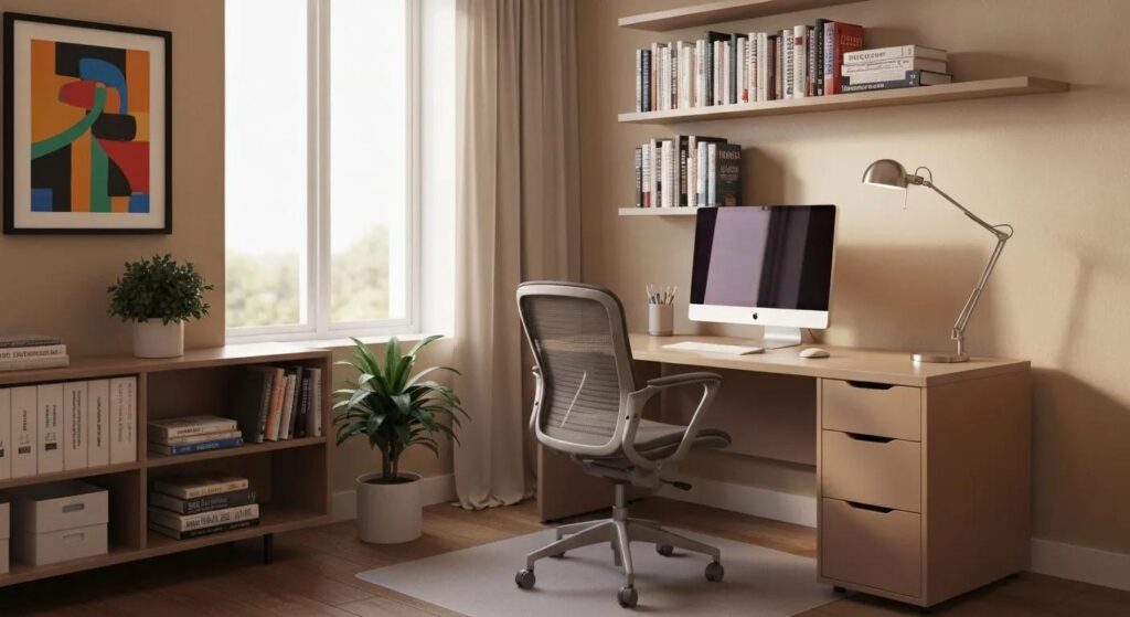 Home office for medical billing business, showcasing a professional and inviting workspace