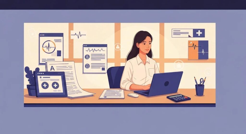 illustration of a home based Medical Billing business as a representation of Medical Billing Career Opportunities