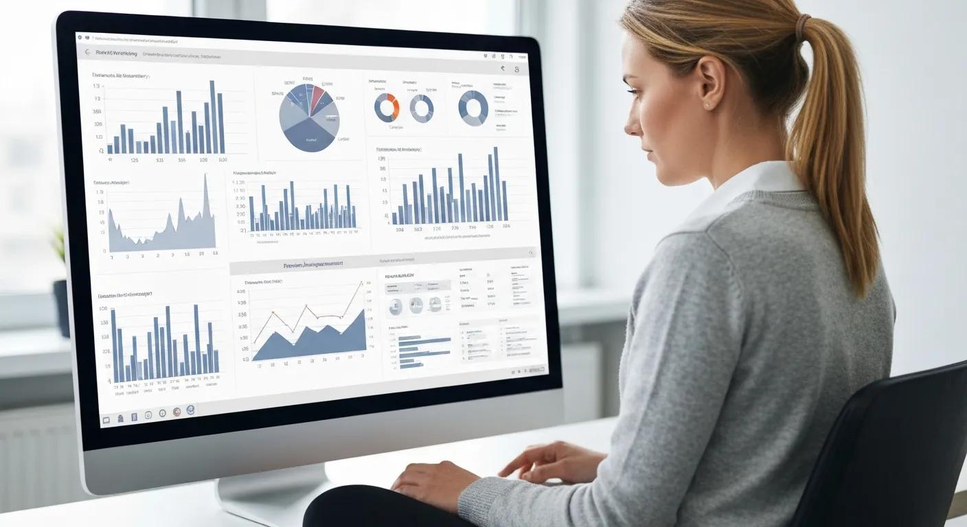 medical billing professional analyzing denial management data on a screen