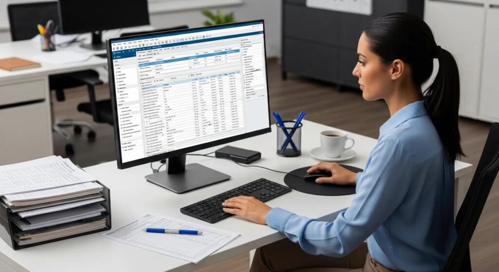 Medical biller documenting patient services for accurate charge capture